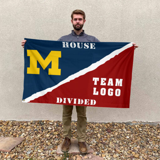 Michigan vs Custom Team House Divided Flag, NCAA Rivalry Flag