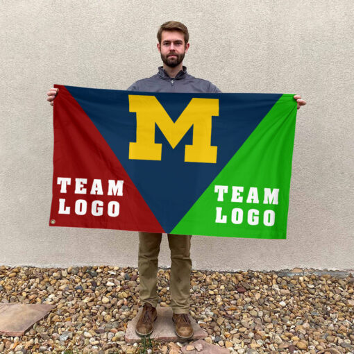 Michigan vs Custom Team House Divided Flag, NCAA Spirit Flag