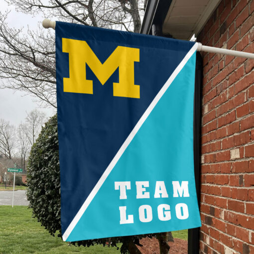 Michigan vs Custom Team House Divided Flag, NCAA Split Flag