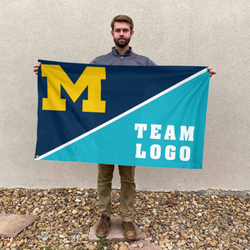 Michigan vs Custom Team House Divided Flag, NCAA Split Flag