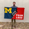 Michigan vs Custom Team House Divided Flag, NCAA Team Flag