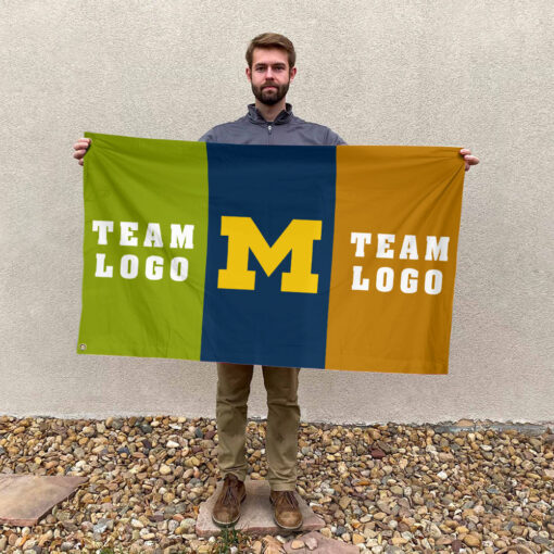 Michigan vs Custom Team House Divided Flag, NCAA Two Team Flag