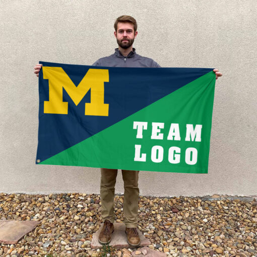 Michigan vs Custom Team House Divided Flag, Personalized College Flag Michigan vs Custom Team House Divided Flag, Personalized College Flag