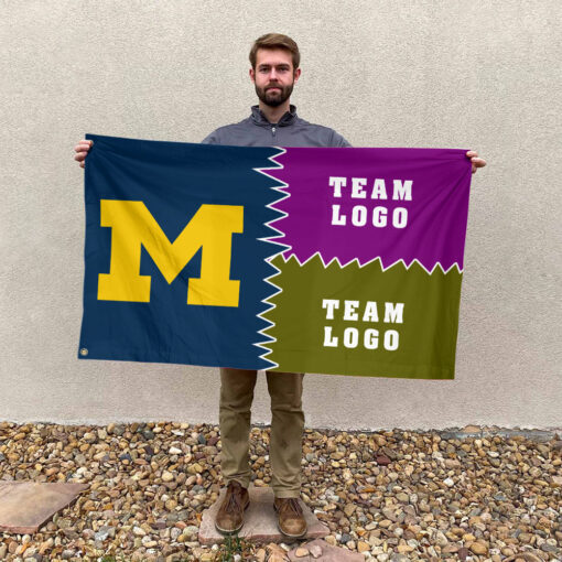 Michigan vs Custom Team House Divided Flag, Personalized Game Day Flag Michigan vs Custom Team House Divided Flag, Personalized Game Day Flag