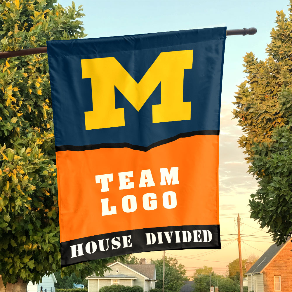 Michigan vs Custom Team House Divided Flag, Personalized House Flag Michigan vs Custom Team House Divided Flag, Personalized House Flag