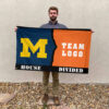Michigan vs Custom Team House Divided Flag, Personalized House Flag 2 Michigan vs Custom Team House Divided Flag, Personalized House Flag
