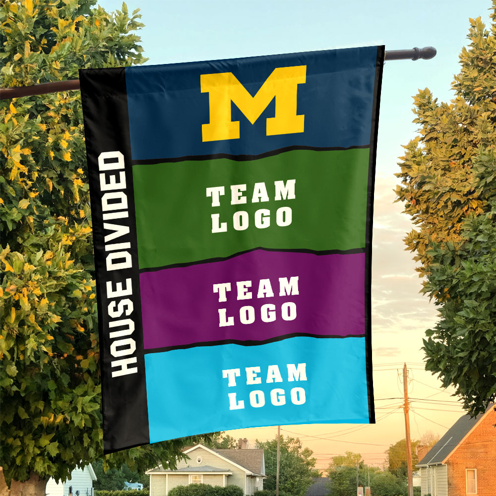 Michigan vs Custom Team House Divided Flag, Personalized Rival Flag Michigan vs Custom Team House Divided Flag, Personalized Rival Flag
