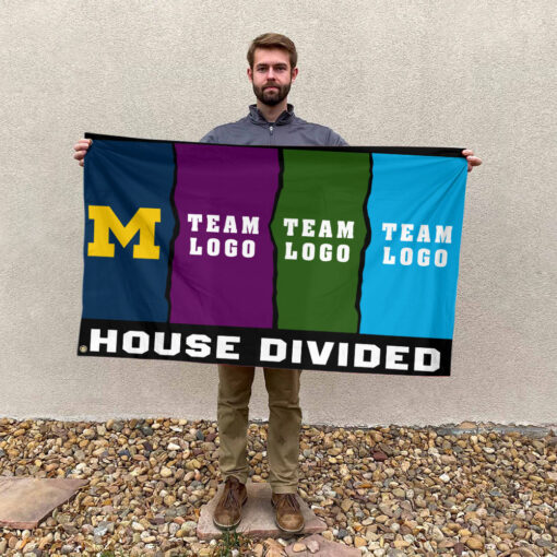 Michigan vs Custom Team House Divided Flag, Personalized Rival Flag Michigan vs Custom Team House Divided Flag, Personalized Rival Flag