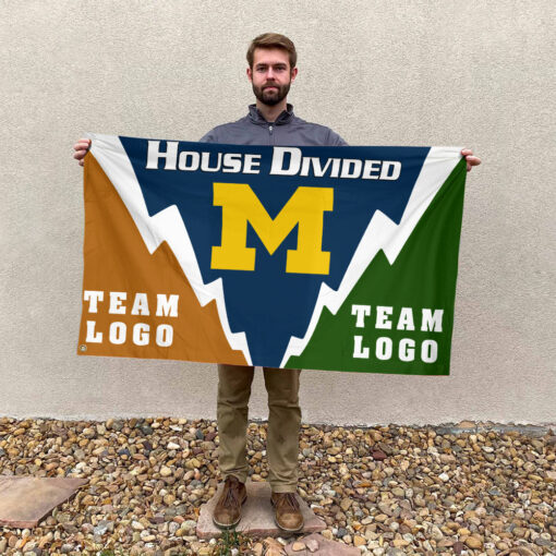 Michigan vs Custom Team House Divided Flag, Personalized Spirit Flag Michigan vs Custom Team House Divided Flag, Personalized Spirit Flag