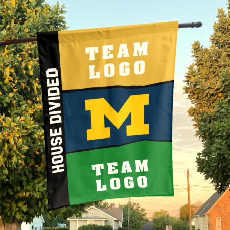 Michigan vs Custom Team House Divided Flag, Personalized Two Team Flag