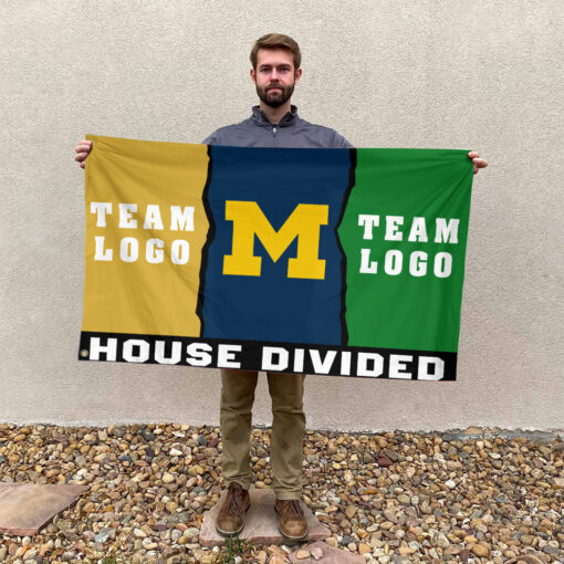 Michigan vs Custom Team House Divided Flag, Personalized Two Team Flag Michigan vs Custom Team House Divided Flag, Personalized Two Team Flag