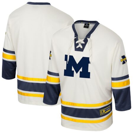 Michigan Wolverines Colosseum Puck Proud Fashion Hockey Jersey – Cream, Limited Replica Fan Edition