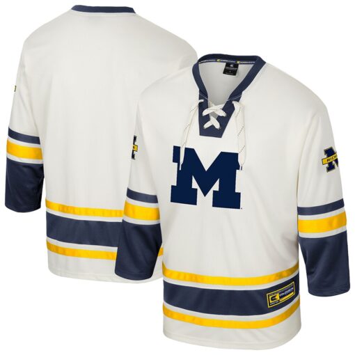 Michigan Wolverines Colosseum Puck Proud Fashion Hockey Jersey – Cream, Limited Replica Fan Edition