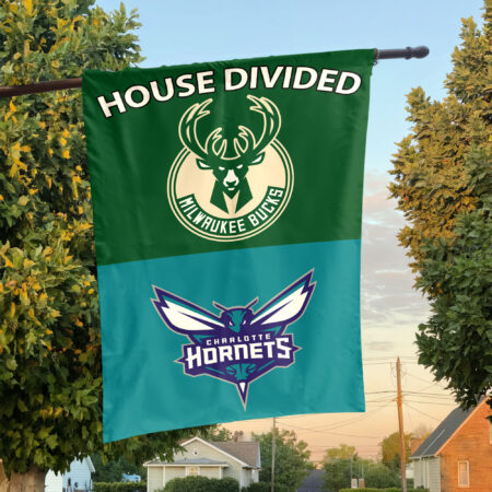 Milwaukee vs Charlotte House Divided Flag, NBA House Divided Flag Milwaukee vs Charlotte House Divided Flag, NBA House Divided Flag