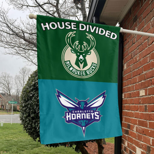 Milwaukee vs Charlotte House Divided Flag, NBA House Divided Flag Milwaukee vs Charlotte House Divided Flag, NBA House Divided Flag