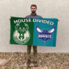 Milwaukee vs Charlotte House Divided Flag, NBA House Divided Flag 2 Milwaukee vs Charlotte House Divided Flag, NBA House Divided Flag