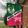 Milwaukee vs Chicago House Divided Flag, NBA House Divided Flag 1 Milwaukee vs Chicago House Divided Flag, NBA House Divided Flag