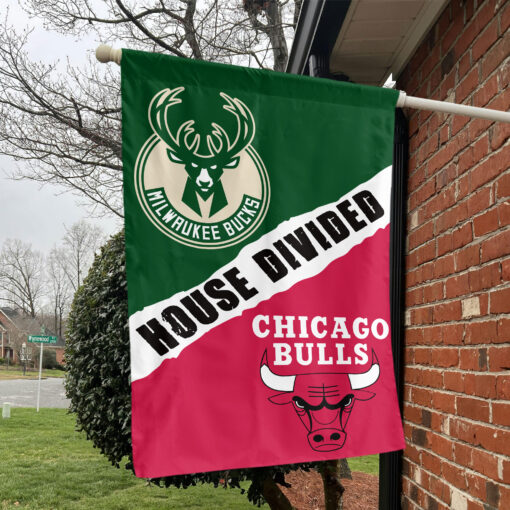 Milwaukee vs Chicago House Divided Flag, NBA House Divided Flag Milwaukee vs Chicago House Divided Flag, NBA House Divided Flag