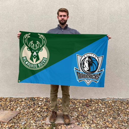 Milwaukee vs Dallas House Divided Flag, NBA House Divided Flag Milwaukee vs Dallas House Divided Flag, NBA House Divided Flag
