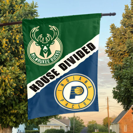 Milwaukee vs Indiana House Divided Flag, NBA House Divided Flag Milwaukee vs Indiana House Divided Flag, NBA House Divided Flag