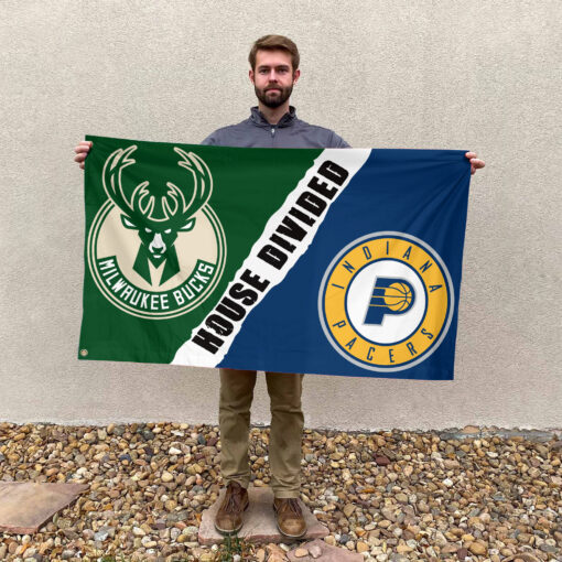 Milwaukee vs Indiana House Divided Flag, NBA House Divided Flag Milwaukee vs Indiana House Divided Flag, NBA House Divided Flag