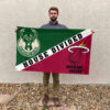 Milwaukee vs Miami House Divided Flag, NBA House Divided Flag 2 Milwaukee vs Miami House Divided Flag, NBA House Divided Flag