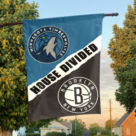 Minnesota vs Brooklyn House Divided Flag, NBA House Divided Flag Minnesota vs Brooklyn House Divided Flag, NBA House Divided Flag