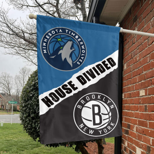 Minnesota vs Brooklyn House Divided Flag, NBA House Divided Flag Minnesota vs Brooklyn House Divided Flag, NBA House Divided Flag