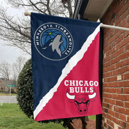 Minnesota vs Chicago House Divided Flag, NBA House Divided Flag Minnesota vs Chicago House Divided Flag, NBA House Divided Flag