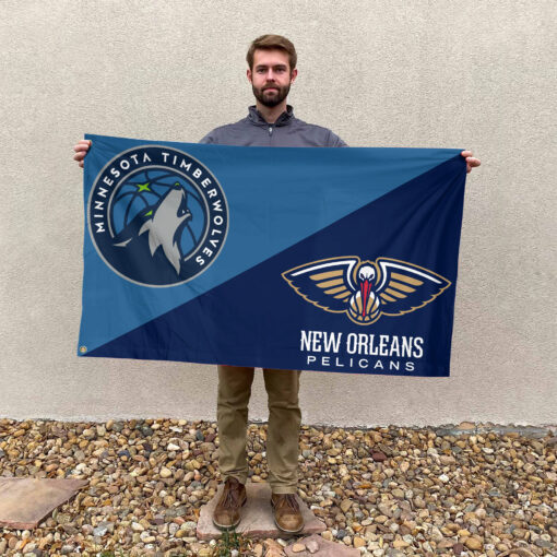 Minnesota vs New Orleans House Divided Flag, NBA House Divided Flag Minnesota vs New Orleans House Divided Flag, NBA House Divided Flag