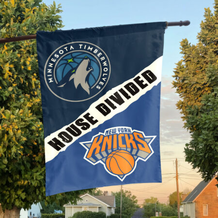 Minnesota vs New York House Divided Flag, NBA House Divided Flag Minnesota vs New York House Divided Flag, NBA House Divided Flag