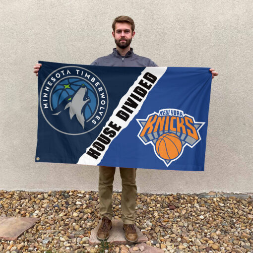 Minnesota vs New York House Divided Flag, NBA House Divided Flag Minnesota vs New York House Divided Flag, NBA House Divided Flag