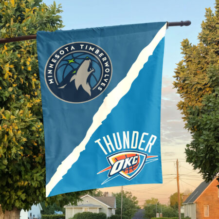 Minnesota vs Oklahoma City House Divided Flag, NBA House Divided Flag Minnesota vs Oklahoma City House Divided Flag, NBA House Divided Flag