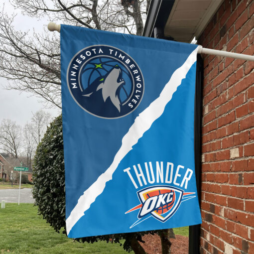 Minnesota vs Oklahoma City House Divided Flag, NBA House Divided Flag Minnesota vs Oklahoma City House Divided Flag, NBA House Divided Flag