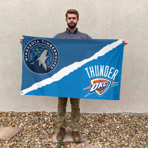 Minnesota vs Oklahoma City House Divided Flag, NBA House Divided Flag Minnesota vs Oklahoma City House Divided Flag, NBA House Divided Flag