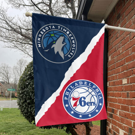 Minnesota vs Philadelphia House Divided Flag, NBA House Divided Flag Minnesota vs Philadelphia House Divided Flag, NBA House Divided Flag