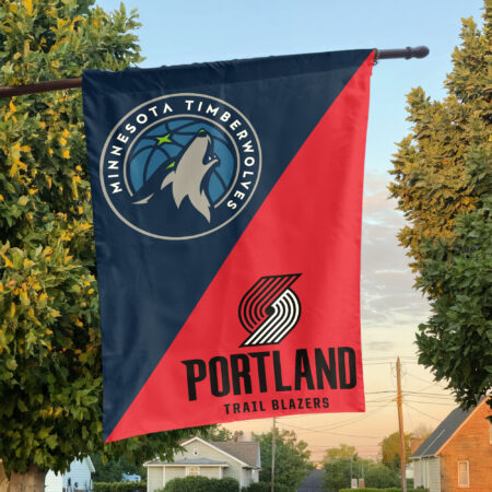 Minnesota vs Portland House Divided Flag, NBA House Divided Flag Minnesota vs Portland House Divided Flag, NBA House Divided Flag