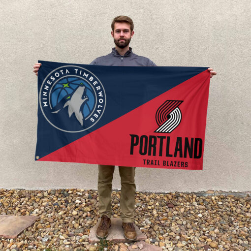 Minnesota vs Portland House Divided Flag, NBA House Divided Flag Minnesota vs Portland House Divided Flag, NBA House Divided Flag