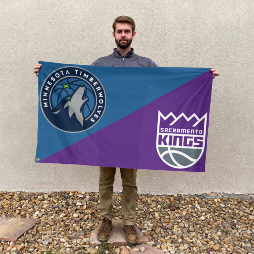 Minnesota vs Sacramento House Divided Flag, NBA House Divided Flag Minnesota vs Sacramento House Divided Flag, NBA House Divided Flag