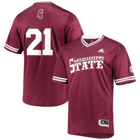 Mississippi State Bulldogs Replica V-Neck Baseball Jersey – Maroon, Limited Replica Fan Edition