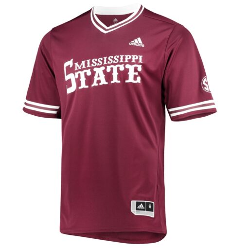 Mississippi State Bulldogs Replica V-Neck Baseball Jersey – Maroon, Limited Replica Fan Edition