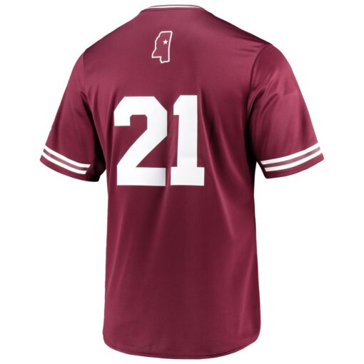 Mississippi State Bulldogs Replica V-Neck Baseball Jersey – Maroon, Limited Replica Fan Edition