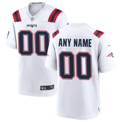 New England Patriots  Custom Game Jersey – White, Limited Replica Fan Edition