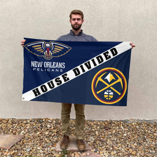 New Orleans vs Denver House Divided Flag, NBA House Divided Flag