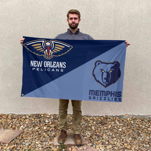 New Orleans vs Memphis House Divided Flag, NBA House Divided Flag New Orleans vs Memphis House Divided Flag, NBA House Divided Flag
