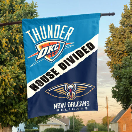 New Orleans vs Oklahoma City House Divided Flag, NBA House Divided Flag New Orleans vs Oklahoma City House Divided Flag, NBA House Divided Flag