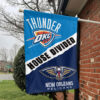 New Orleans vs Oklahoma City House Divided Flag, NBA House Divided Flag 1 New Orleans vs Oklahoma City House Divided Flag, NBA House Divided Flag