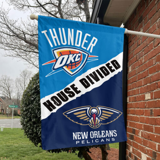 New Orleans vs Oklahoma City House Divided Flag, NBA House Divided Flag New Orleans vs Oklahoma City House Divided Flag, NBA House Divided Flag