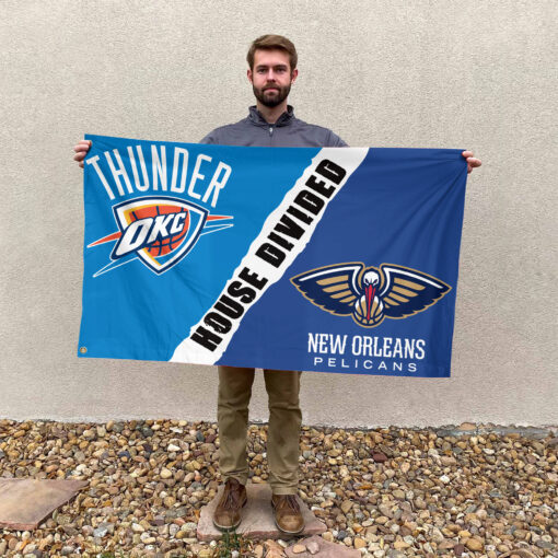 New Orleans vs Oklahoma City House Divided Flag, NBA House Divided Flag New Orleans vs Oklahoma City House Divided Flag, NBA House Divided Flag