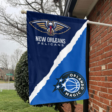 New Orleans vs Orlando House Divided Flag, NBA House Divided Flag New Orleans vs Orlando House Divided Flag, NBA House Divided Flag